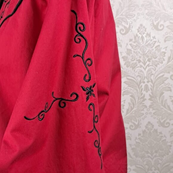 Vintage Panhandle Slim Size Medium Red Western Shirt Black Embroidery Snap Front - Picture 5 of 14